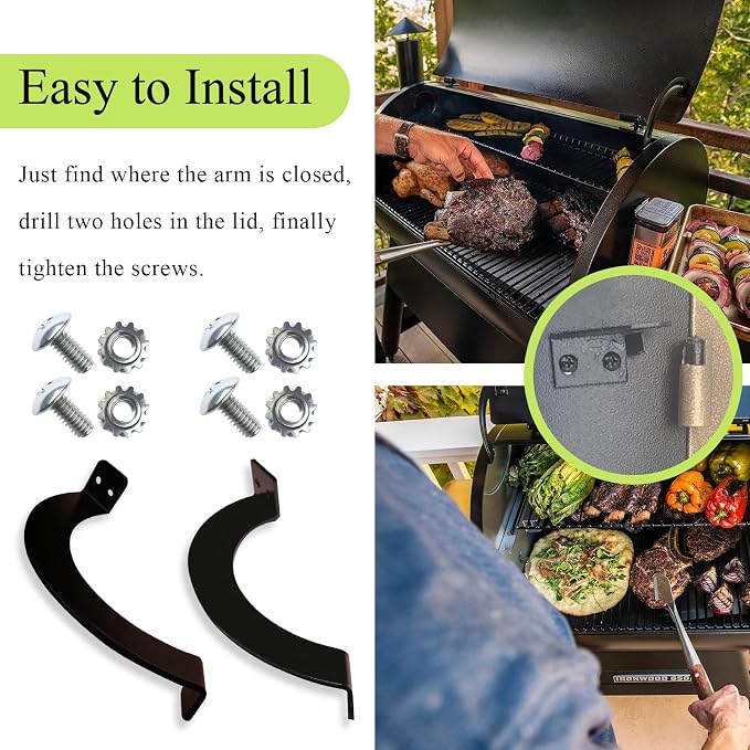 BCA001 LH & BCA002 RH Grill Lid Door Stop Arc W/Screws, For Traeger Grills | Durable high-strength metal, Fits Pro Series 22, Fit Tailgater 20, Easy installation W/screws, For Century 885 & Eastwood 22