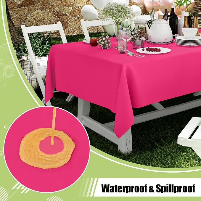 Smiry Disposable Table Cloth - 6 Pack, 54 x 108 Inch Waterproof Rectangle Tablecloths for Parties, Decorative Plastic Table Cover, Leakproof & Sturdy, Hot Pink