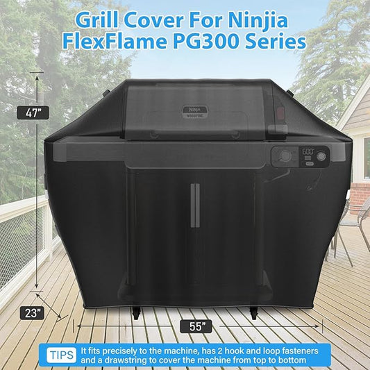 Utheer Grill Cover for Ninja FlexFlame PG300/PG301 – 55" L x 23" W x 47" H BBQ Cover, Waterproof 600D Oxford, UV & Wind Resistant, Fits Ninja PG300 Series Grill XSKPGCVR