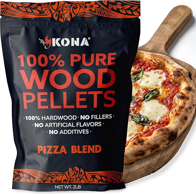 Kona Pizza Blend Wood Smoker Pellets, 100% Natural Hardwood - Rich Smoky Flavor - Ideal for Pizza Ovens, Smokers, and Smoker Tubes - 2 Pounds