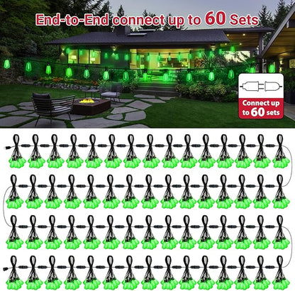 LAMPHOME Outdoor String Lights, Green Patio Lights Waterproof 26FT ST38 12+1Shatterproof Connectable LED Edison Bulbs, Hanging Lights for St. Patrick's Day Backyard Garden Porch Christmas Bistro Decor