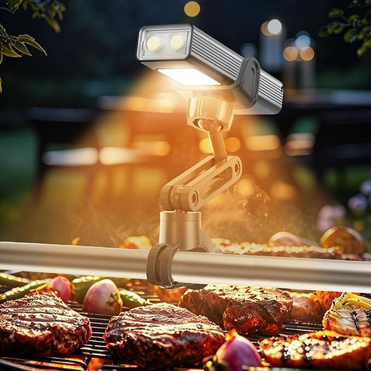 Magnetic Grill Light, 360° Flexible LED Work Light & Detachable Flashlight for BBQ, Car Repair, Camping, Heat Resistant alluiom Alloy, Heavy Duty Base