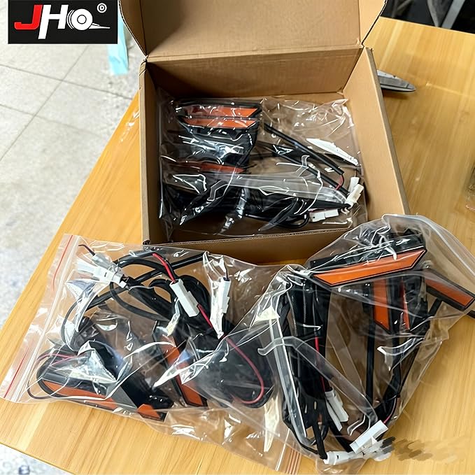 JHO Front Grille LED Lights (Amber, 4-Pack) with Clear Brackets & Wiring Harness, Compatible with Ford Ranger Raptor T9 2023-2026