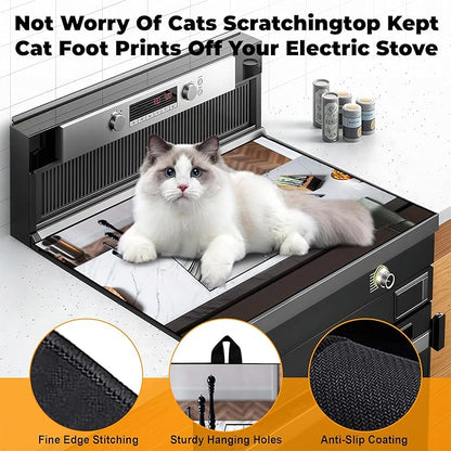 Silicone Glass Stove Top Cover- Mat for Electric Stove Protector with Anti-Slip Rubber Coating Scratch-Resistant XL Dish Drying Mats For Kitchen (Rose, 30"L x 21"W)