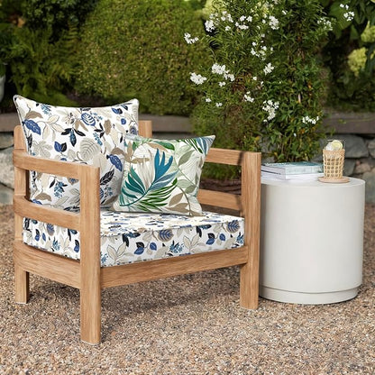 DYTXIII Outdoor Deep Seat Cushion Set, Water Repellent 24"x24" Patio Thick Cushions Replacement with Seat & Back Pillow for Patio Sofa, Wicker Chair, Couch - Breeze Leaves Beige