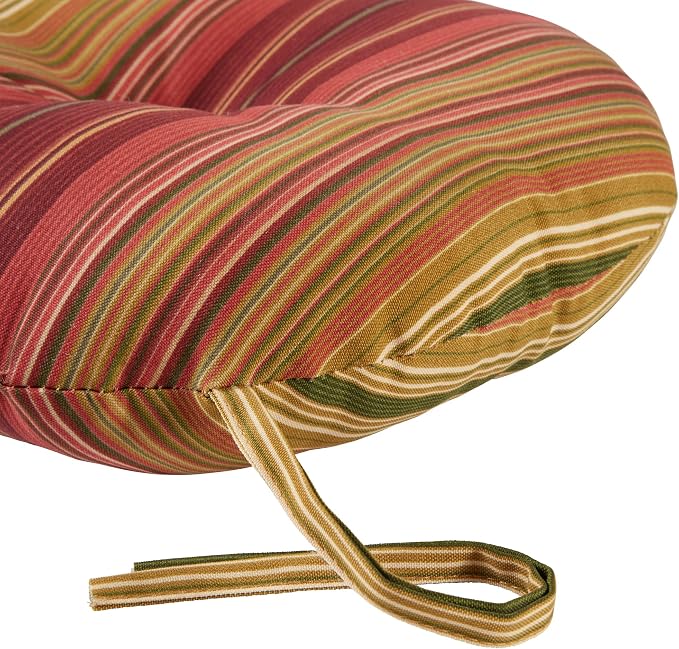 Greendale Home Fashions Cinammon Stripe Outdoor 15-inch Bistro Seat Cushion, Set of 2