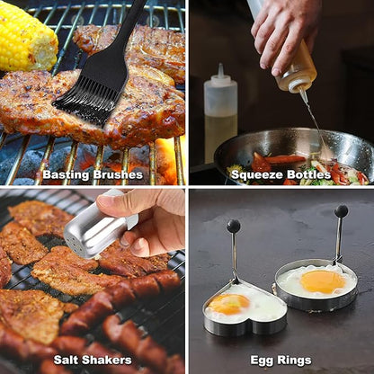 ROMANTICIST 29PCS Griddle Accessories Set - Flat Top Teppanyaki Spatula Set with Scraper, Basting Cover for Camp Chef- Home Cooking Griddle and Outdoor BBQ Gifts for Father's Day