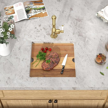 18x18 Inch Undermount Bar Sink Workstation - White Granite Composite All-In One Single Bowl Classic Quartz Wet Prep Sink with Cutting Board for Kitchen Bar, RV, Boat, and Outdoor #TLGU-131