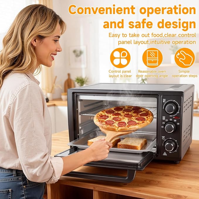 cdar Convection Toaster Oven 32L, 1500W Countertop Air Fryer & Rotisserie Combo, 6-in-1 Multifunctional Oven with 60-Min Timer, Bake, Roast, Toast, Dehydrate – Includes Baking Pan & Rotisserie Kit