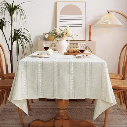 Chassic 54 x 72 inches Farmhouse Style Linen tablecloths, Wrinkle Resistant Washable Dining Room Table Cloths for Small Rectangle Tables - Hemstitch Beige