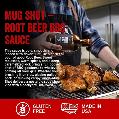 PS Seasoning Mug Shot Root Beer BBQ Sauce – Smoky & Caramelized Flavor – Marinade, Glaze, Dip & Finishing Sauce for Ribs, Pulled Pork, Burnt Ends, Chicken Wings & More