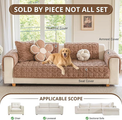 OstepDecor Couch Cover for Dogs, Washable Non Slip Sofa Cover for Pets | Soft Couch Covers for Sofa, Loveseat and Sectional, Furniture Protector Against Pet Hair & Dirt (35.4" x 63", Coffee)