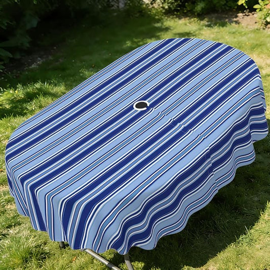 Outdoor Tablecloth with Umbrella Hole Elegant Zipper Patio Table Cloth for Outdoor Patio Garden Yard Decor