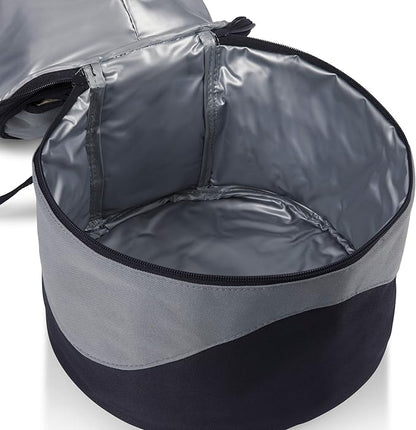 PICNIC TIME Caliente Portable Charcoal Grill & Cooler Tote, Take Anywhere BBQ Grill with Enameled Fire Bowl and Carrying Tote that Doubles as Cooler for Outdoor Cooking Use, (Black with Gray Accents)