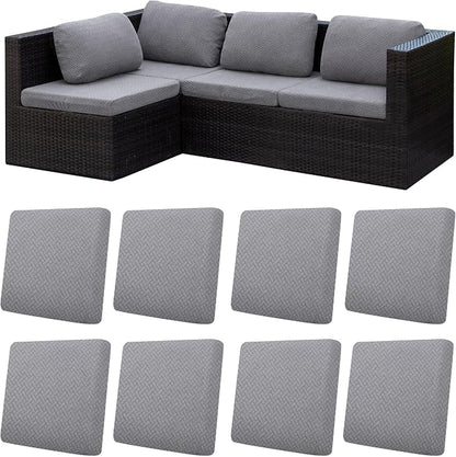 8Pcs Patio Cushion Covers, Outdoor Stretch Cushion Covers, Washable | Stretch Fit, Replacement, Washable and Reusable Furniture Protectors, Fits most patio furniture cushion covers, Cover Only
