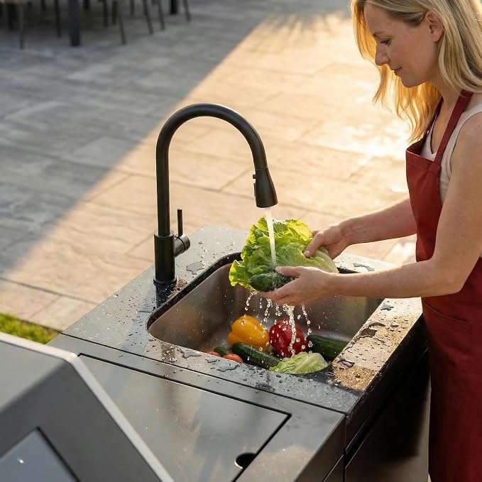 65.4 Inch Outdoor Kitchen Island, 4-Burner 72000 BTU Propane Stainless Steel BBQ with Side/Rear Burners, Outdoor Kitchen Bar Barbecue Island Grill,Marble Countertops,For Backyard BBQ