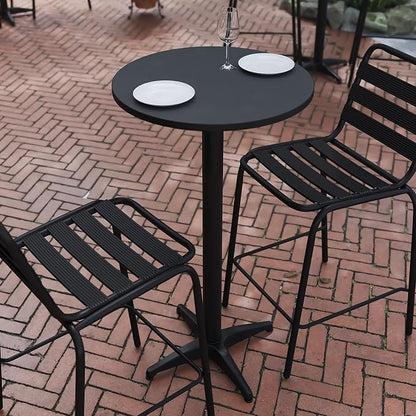 Flash Furniture 23.25 in Indoor/Outdoor Round Table with Flip-Up Top, Black | Indoor/Outdoor Use, Bar Height