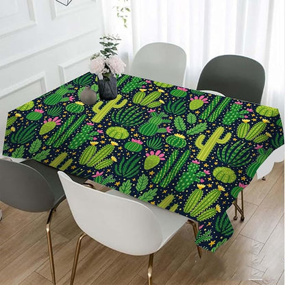 TKS MITLAN Tablecloth Green Plant Table Cloth Rectangle Table 52 x 70 Inch Cactus Flowers Exotic Mexican Kitchen Decorations for Home Dinner Party