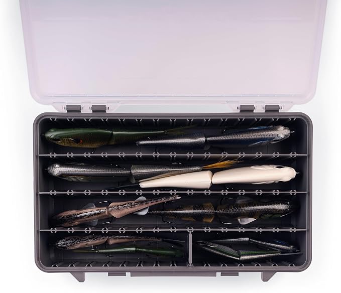 Plano StowAway 3700 Deep Stow Tackle Box, with Corrosion-Preventive Rustricor, Single Latch Design, Transparent DuraView Lid, Stackable Storage for Fishing Bait, Lures and Gear
