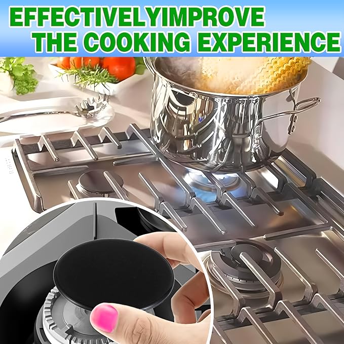 Upgraded Gas Stove Burner Cap Set - 6 Piece Metal Cooker Hat Replacement Kit For SABAF Stoves,Oven Gas Hob Burner Crown Flame Cap Cover, Stove Handles Lid Kit (Flat)