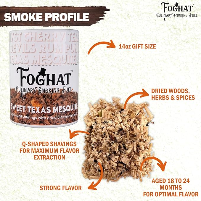 Cocktail Smoker Wood Chips - 14oz Sweet Texas Mesquite Shavings for Smoker, Whiskey & Drink Infuser Kit - All Natural, Culinary Wood Smoking Chips