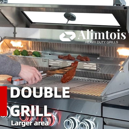 BBQ Island Outdoor Kitchen: 84-Inch 4-Burner 72000 BTU Modular Outdoor Kitchen with Grill + Sink + Storage Cabinet & Rotisserie Kit - BBQ Grill Islands Built-in Combo