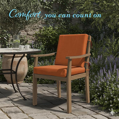 California Umbrella Outdoor Dining Chair, Patio Seat Cushion, 20 x 40 Inch, Premium Outdoor Memory Foam, Fade Resistant Sunbrella Fabric, Fabric Ties,Tuscan