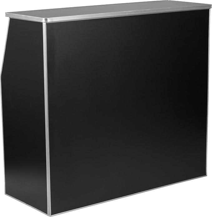 Flash Furniture Amara 4' Black Laminate Foldable Bar - Portable Event Bar