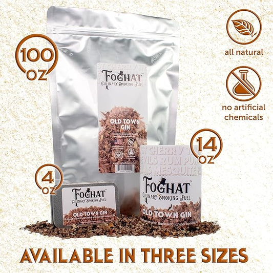 Foghat Cocktail Smoker Wood Chips - 100oz Old Town Gin Walnut & Juniper Botanicals Shavings for Smoker, Whiskey & Drink Infuser Kit - Culinary Wood Smoking Chips for Cocktail Smoke Gun & Drink Smokers