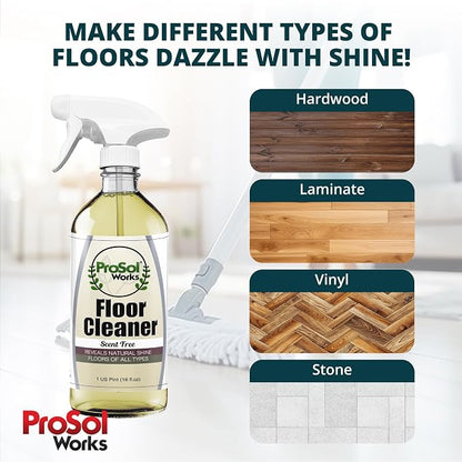 Wood Floor Cleaner 16 oz - Floor Cleaning Spray Great for Various Floor Types Like Tile, Linoleum, Vinyl, Laminate Flooring & Hardwood - Surface Cleaner for Floors, Stain, Dirt & Grime