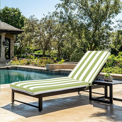 Only choice 2 Pcs Set Outdoor Lounge Chair Cushions Patio Chaise Lounge Chair Replacement Cushions Furniture Seat Cushions(Green White Striped)