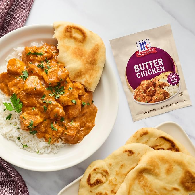 McCormick Seasoning Mix, Butter Chicken, For Aromatic Indian Butter Chicken That’s Ready in 30 Minutes, 0.87 oz (Pack of 12)