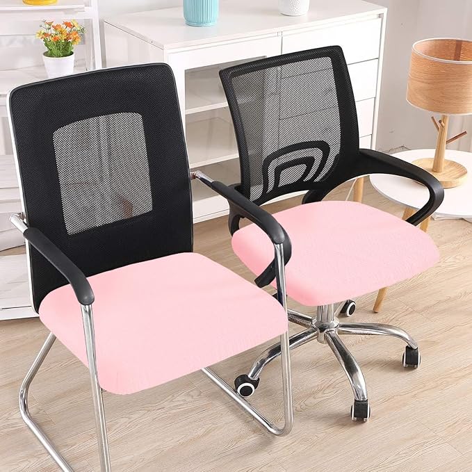 Smiry Office Computer Chair Seat Covers for Desk, Anti-dust Protector | Stretch Jacquard Removable Washable Desk Chair Seat Cushion Protectors, Blush Pink
