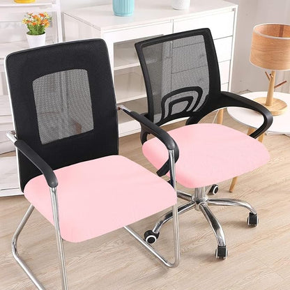 Smiry Office Computer Chair Seat Covers for Desk, Anti-dust Protector | Stretch Jacquard Removable Washable Desk Chair Seat Cushion Protectors, Blush Pink