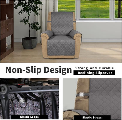 Easy-Going Recliner Chair Slipcover Reversible Sofa Cover Water Resistant Couch Cover Furniture Protector with Elastic Straps for Pets Dog (Recliner 22 inch, Gray/Light Gray) | Machine Washable Slipcover For Dogs, Water Resistant Furniture Mat For Livi...