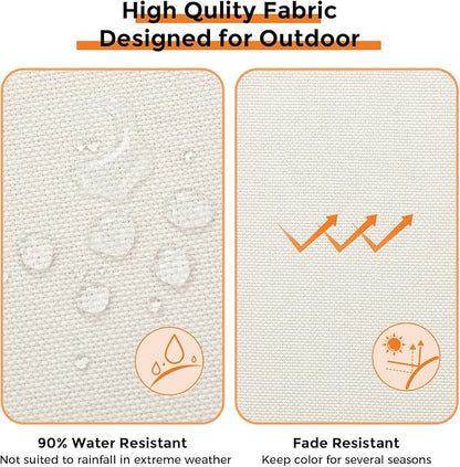 Magpie Fabrics Indoor Outdoor Cushion Cover Replacement 2 Pack, NO Insert! Water Repellent Slipcover with Ties Decor for Patio Garden Chair Sofa Bench Wicker(Recycled Cream White, 24x22x4 Inch)