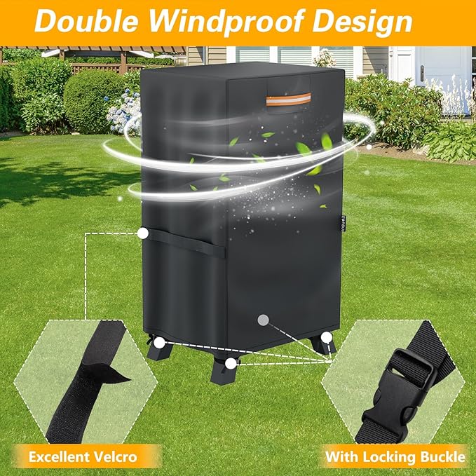 EVRBUL 40-inch Vertical Smoker Cover, 420D Heavy Duty Waterproof Outdoor Digital Electric BBQ Smoker Grill Cover Fit for Masterbuilt 40 in Cover, 24.5" W x 17" D x 39" H (Black)