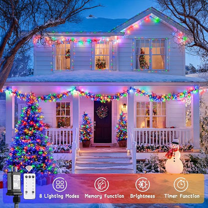 JMEXSUSS 400 LED Christmas Lights Outdoor with 8 Modes | 132ft Multicolor Christmas Tree Lights with Remote, Indoor Christmas String Lights Plug in for House Christmas Bush Decor