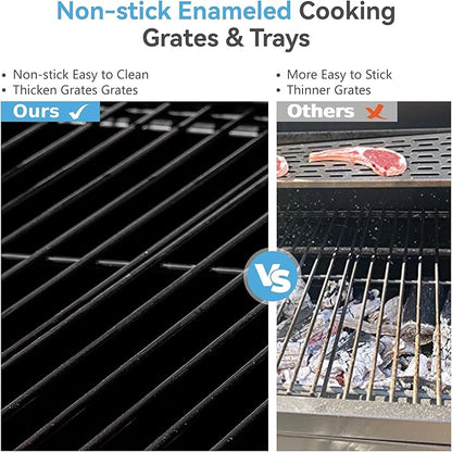34-Inch Barrel Charcoal Grill with Side Tables, 794 Square Inches Cooking Space, Large Charcoal BBQ Grill with 2 Height-Adjustable Charcoal Pans for Outdoor Backyard Patio Picnic Parties Camping