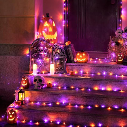 JMEXSUSS 400LED Orange and Purple Halloween Lights Indoor Outdoor | 132ft 8 Modes Halloween String Lights Plug in with Remote for Room Garden Patio Yard Halloween Tree Decor