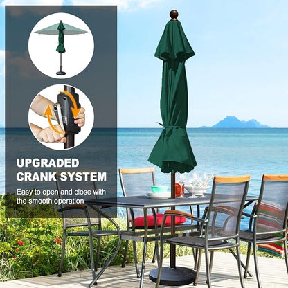 Eurmax USA 10-Year-Non-Fading 10FT Outdoor Patio Market Umbrella,UPF50+ UV Resistant Sun Shade,Heavy Duty Commercial Grade,Crank Lift Design,Windproof Vented Top for Garden,Pool,Deck,Forest Green