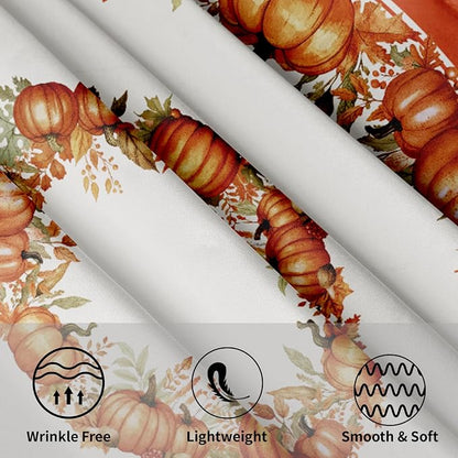 Sweetshow Fall Pumpkin Table Cloth Round Autumn Maple Leaves Tablecloth 70 Inch Decor Washable Stain and Wrinkle Resistant Thanksgiving Round Table Cover for Dining Party Picnic