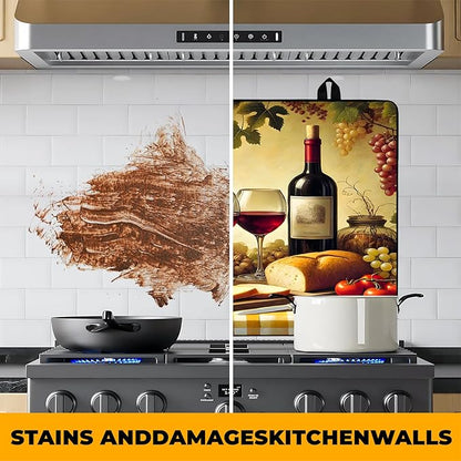 Wine and Food Stove Top Cover Retro Flower Gas Stove Top Cover for Home Decoration Kitchen Pad Non-Stick Washable Cooktop Covers Countertop Protector Keep Stove Clean 28"x20"