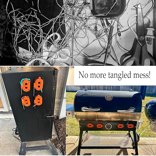 Temperature Probe Spool for BBQ Thermometer with Strong Magnets, Meat Probe Winder Organizer Perfect for Wrapping Wire for Store, Travel, BBQ Grill Accessories Tools - Presents for Men Dad（2-Pack）