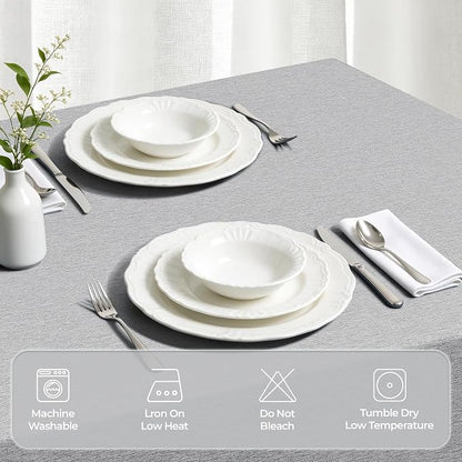 Decorelia Faux Linen Tablecloth for Dining Room, 60 x 104 Inch (8-10 Seats), Cool Grey