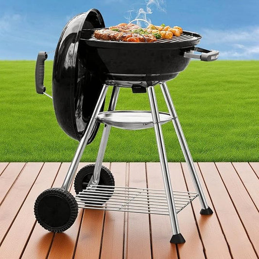 BEAU JARDIN Premium 18 Inch Charcoal Grill for Outdoor Cooking Barbecue Camping BBQ Coal Kettle Grill Tailgating Portable Heavy Duty Round with Thickened Grilling Bowl with Wheels