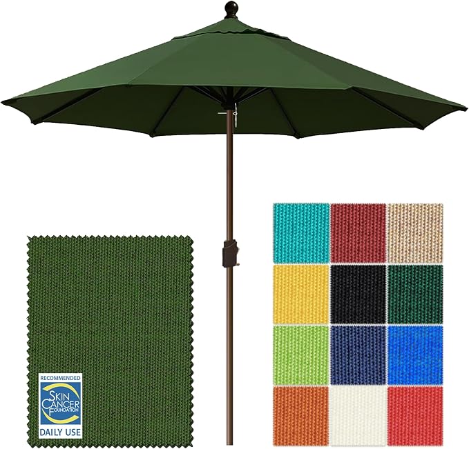 EliteShade USA 10-Year-Non-Fading 10Ft Market Patio Umbrella, UPF 50+ UV Protection Performance Sun Umbrella, Heavy Duty Commercial Grade Outdoor Table Umbrella with Crank, Windproof Vented Top for Garden, Pool, Deck and Outdoor Playsets, No Tilt, Fern