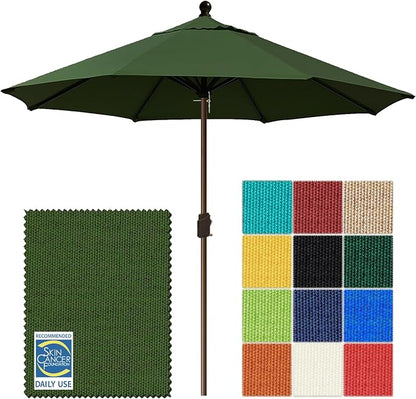 EliteShade USA 10-Year-Non-Fading 10Ft Market Patio Umbrella, UPF 50+ UV Protection Performance Sun Umbrella, Heavy Duty Commercial Grade Outdoor Table Umbrella with Crank, Windproof Vented Top for Garden, Pool, Deck and Outdoor Playsets, No Tilt, Fern