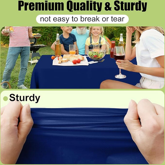 Smiry Disposable Table Cloth - 6 Pack, 54 x 108 Inch Waterproof Rectangle Tablecloths for Parties, Decorative Plastic Table Cover, Leakproof & Sturdy, Navy