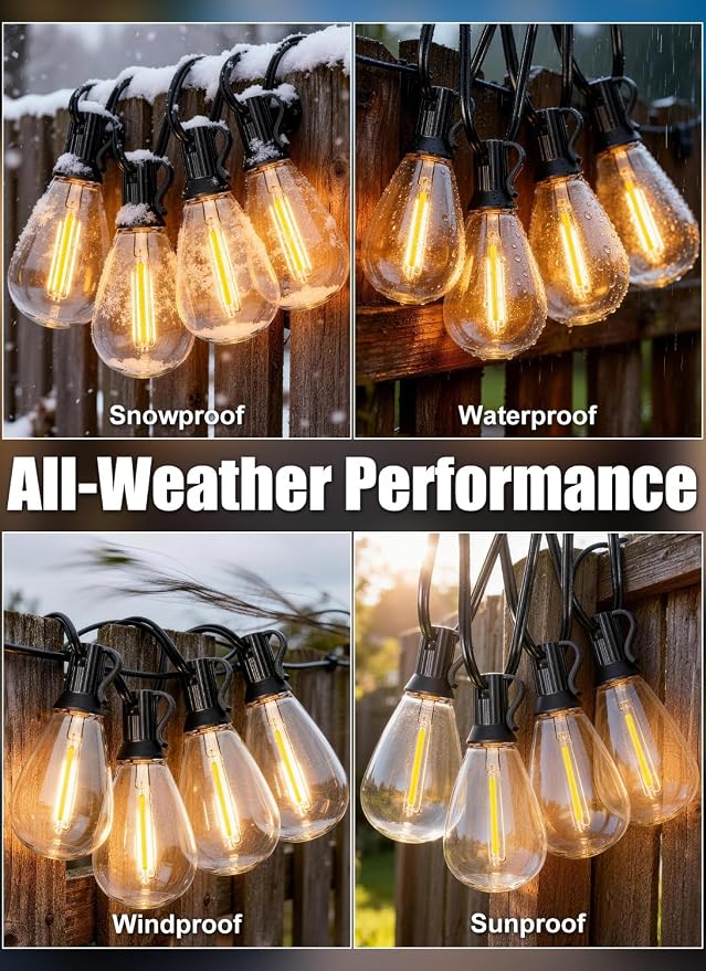 200FT Outdoor String Lights Waterproof with 80+2 Shatterproof S11 LED Bulbs, Extra Long Patio Lights Outdoor Waterproof for Backyard, Bistro Lights Outdoor, LED Lights for Outside, Cafe Lights